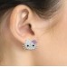 E237 Forever Silv Plated Crystal Kitty W / Bow Earrings102868-Silver